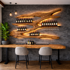 Wooden Wall-Mounted Wine Rack – Sculptural Display