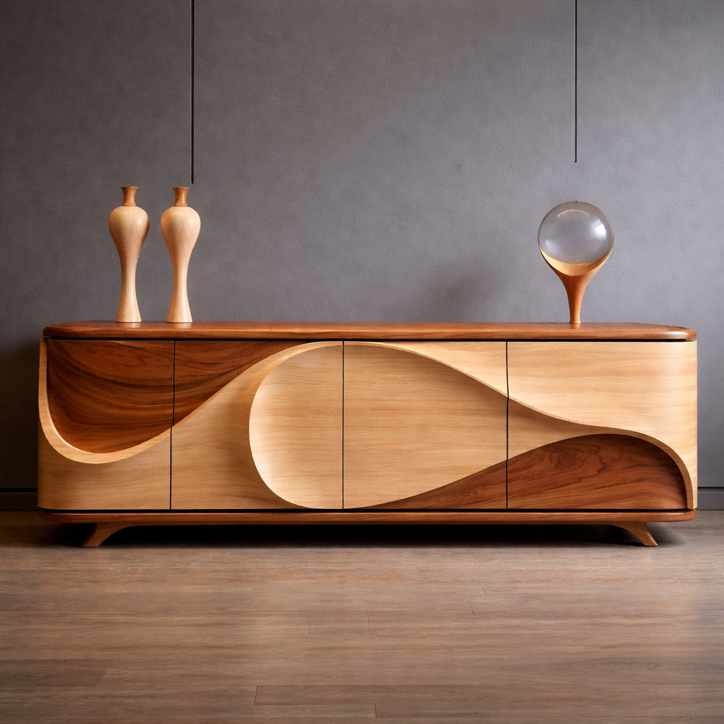 Organic Sideboard – Sculptural Solid Wood Storage Cabinet
