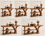 Live Edge Wood Bathroom Vanity – Solid Wood Sink Console with Storage Shelf for Bathroom Decor