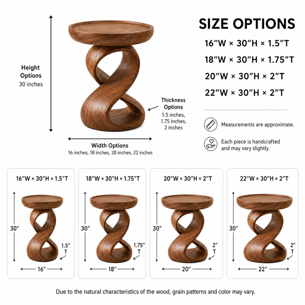 Twisted Planter Stand – Solid Wood Plant Stand for Indoor and Outdoor Decor
