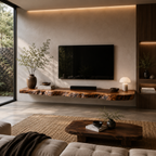 Live Edge TV Stand – Solid Wood Floating Console for Modern Living Room Decor