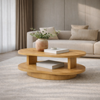 Organic Wave Walnut Coffee Table – Sculptural Two-Tier Design