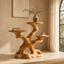 Sculptural Wooden Plant Stand – Solid Wood Display Table for Living Room and Modern Home Decor