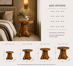 Tree Stump Nightstand – Solid Wood Bedside Table for Bedroom