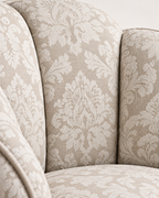 Petal Back Upholstered Accent Chair with Walnut Legs