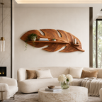 Leaf Wood Wall Shelf – Solid Wood Floating Display Shelf for Living Room Decor