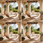 Wood Hanging Swing Sofa – Solid Wood Porch Swing with Cushions for Outdoor Decor
