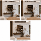 Tree Branch Wood Wall Console – Solid Wood Floating Cabinet with Sculptural Branch Shelf