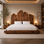 Solid Wood Platform Bed Frame – Modern Luxury Wooden Bedroom Furniture