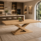X-Base Dining Table – Sculptural Solid Wood Table for Luxury Dining Room