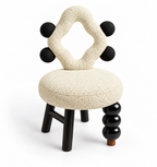 Sculptural Bouclé Accent Chair with Geometric Back