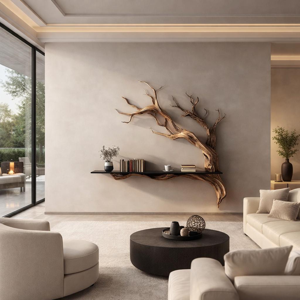 Tree Wall Shelf Decor – Artistic Wooden Floating Shelves