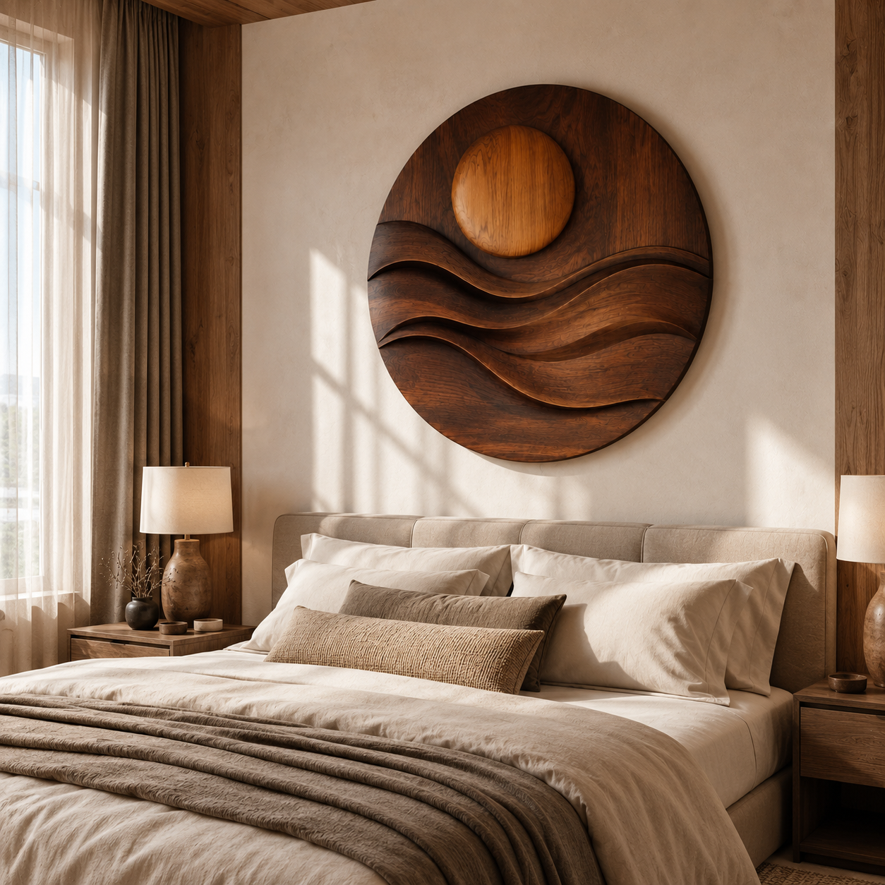 Sun Over Waves Wood Wall Art