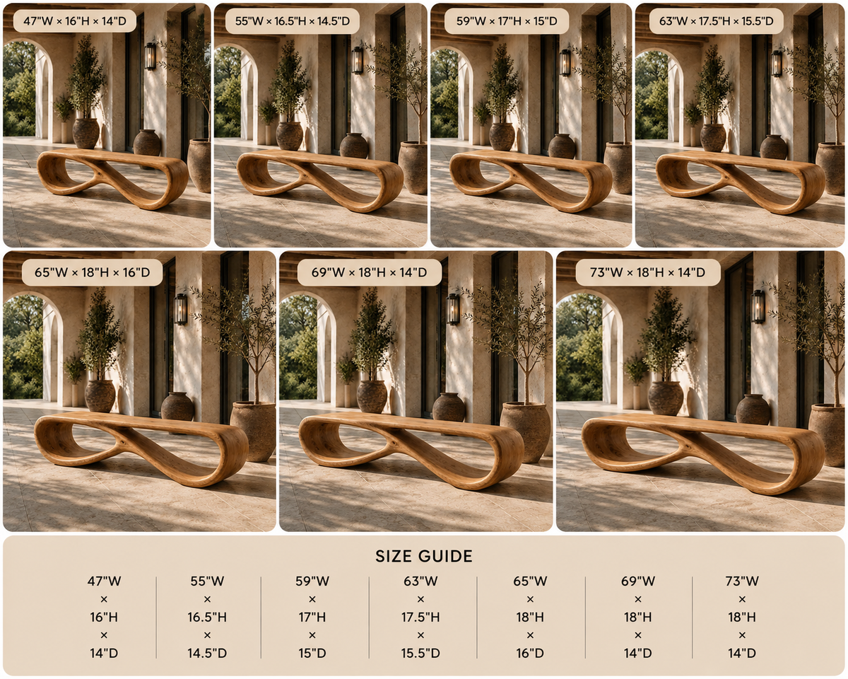 Infinity Bench – Sculptural Solid Wood Bench for Modern Living Room
