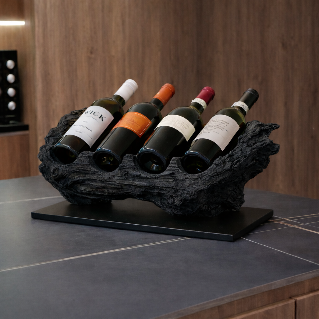 Wooden Wine Bottle Holder – Natural Tabletop Display