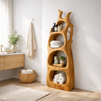 Tree Trunk Corner Shelf – Solid Wood Display Shelf for Rustic Home Decor