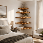 Tree Branch Corner Shelf – Solid Wood Floating Display Shelf for Living Room Decor