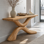 Handcrafted Solid Wood Console Table – Sculptural X-Base Design