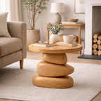 Stacked Side Table – Sculptural Solid Wood Table for Modern Living Room