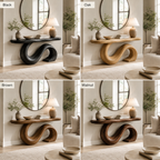Sculptural Wave Loop Wood Console Table