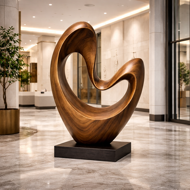Abstract Sculptural Wooden Art Statue | Modern Luxury Interior & Lobby Statement Piece Main Image