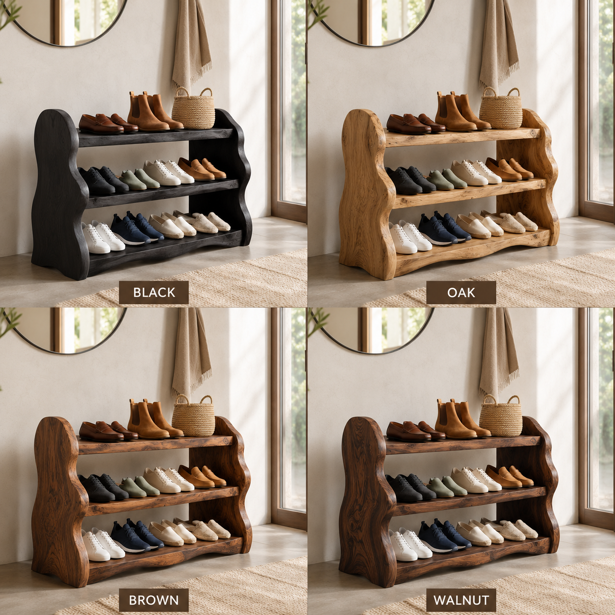 Live Edge Wood Shoe Rack