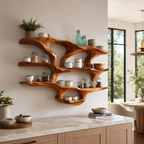 Wall-Mounted Kitchen Shelf – Solid Wood Organizer Shelf for Kitchen Decor