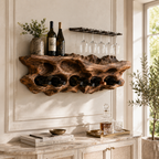 Wall-Mounted Wine Rack – Solid Wood Bottle Holder for Home Bar