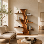 Tree Trunk Wood Bookshelf – Solid Wood Display Shelf for Living Room Decor