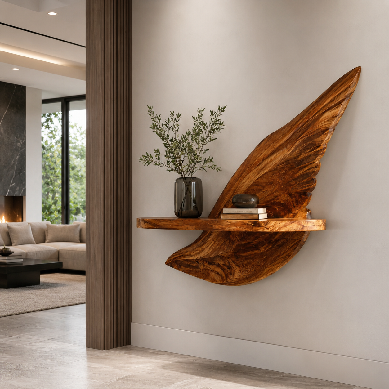 Live Edge Wood Wall Shelf – Solid Wood Floating Shelf for Entryway Decor