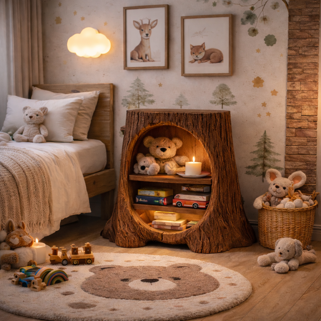 Solid Wood Nightstand – Modern Natural Bedside Table