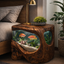 Handcrafted Solid Wood Aquarium Side Table – Sculptural Fish Tank End Table