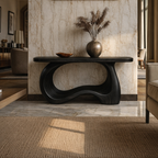 Sculptural Wave Wood Console Table – Handcrafted Curved Design
