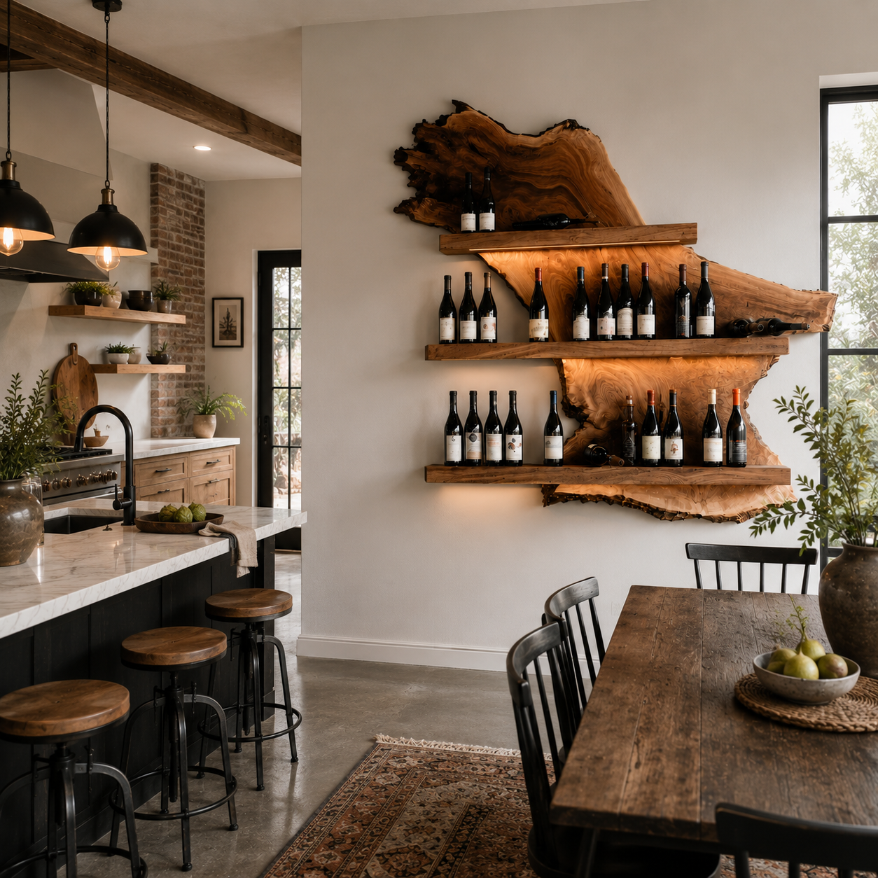 Wall-Mounted Wine Holder – Solid Wood Bottle Rack for Kitchen and Home Bar Decor