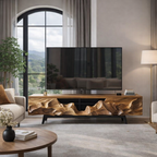 Live Edge TV Stand – Solid Wood Media Console for Living Room Decor