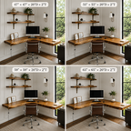 Live Edge Corner Desk – Solid Wood Floating Computer Desk for Home Office Decor