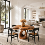 Sculptural Dining Table – Solid Wood Round Table for Dining Room