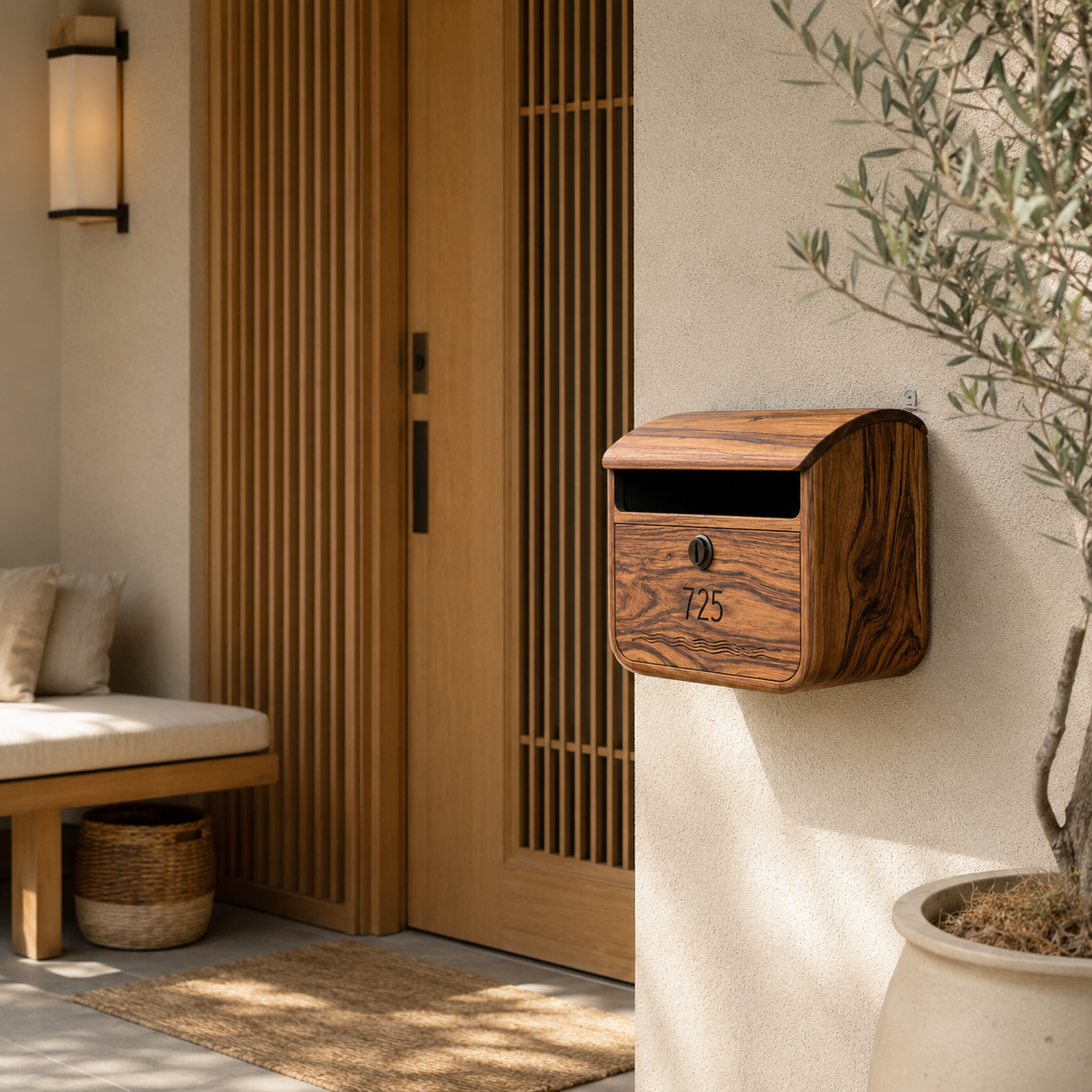 Wood Mailbox – Solid Wood Wall Mounted Mailbox for Outdoor Entryway Decor