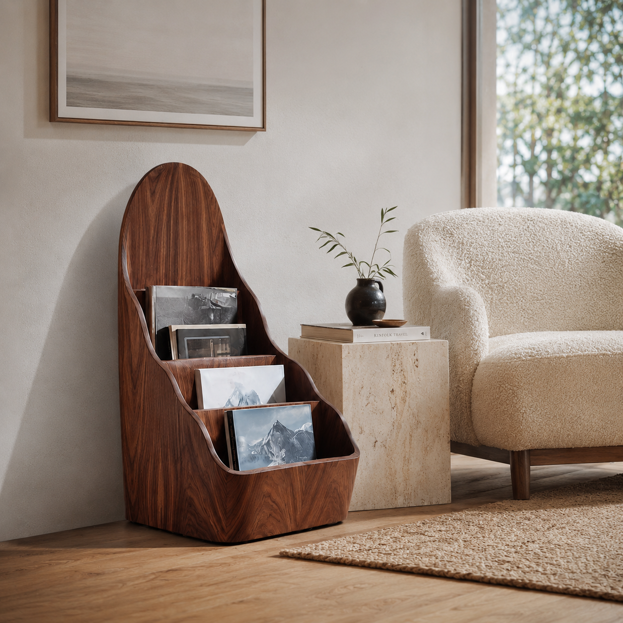Magazine Rack – Solid Wood Display Stand for Living Room