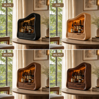 Sculptural Wood Display Cabinet – Solid Wood Lighted Storage Cabinet for Living Room Decor