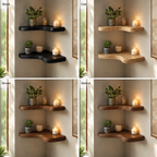 Live Edge Corner Shelves – Solid Wood Floating Shelves for Home Decor