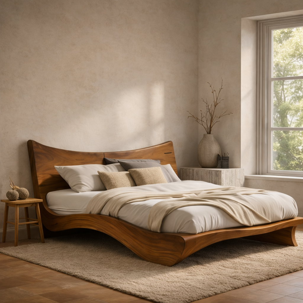 Modern Solid Wood Platform Bed Frame – Low Profile for Contemporary Bedroom