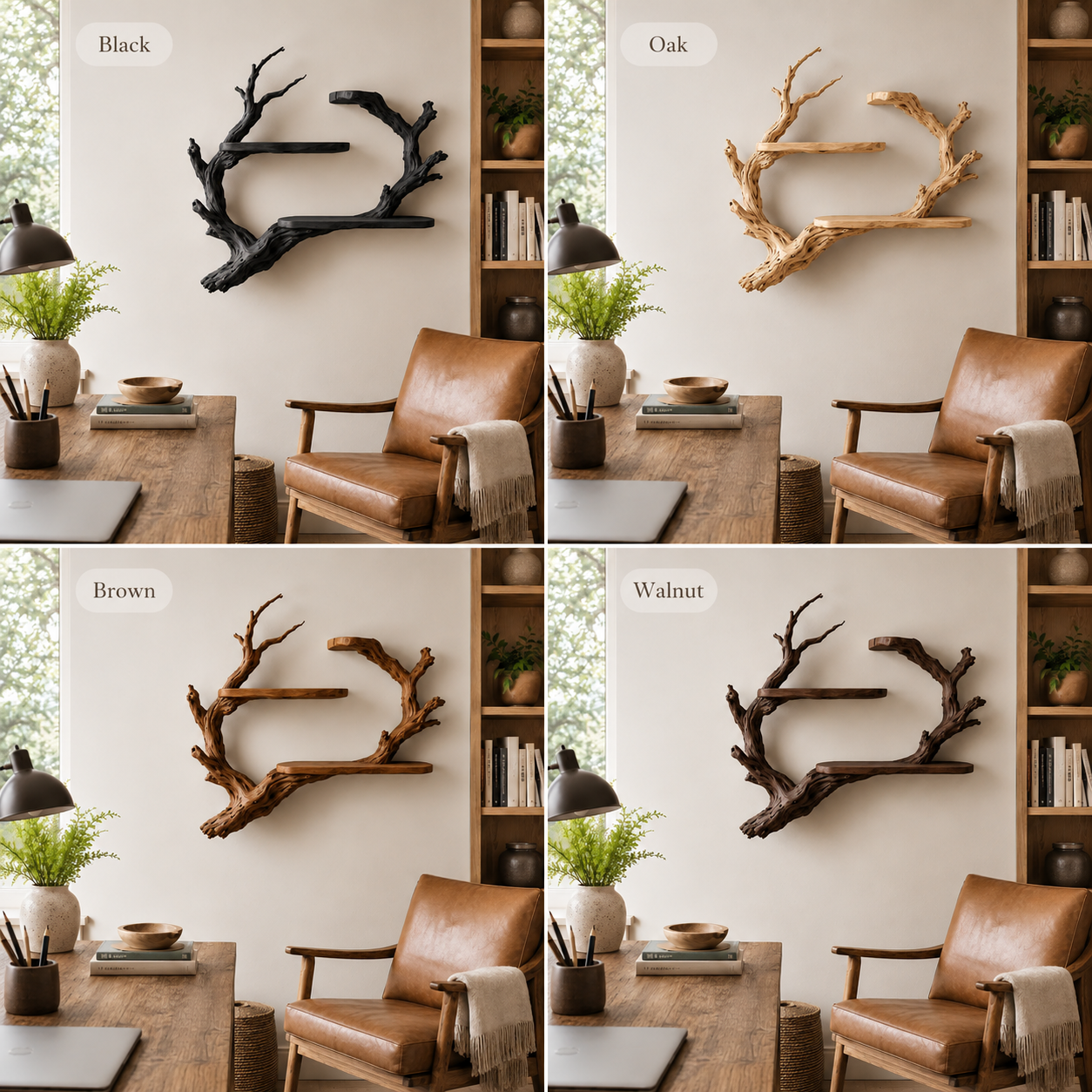 Branch Wood Wall Shelf – Solid Wood Floating Display Shelf with Natural Driftwood Design