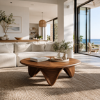 Sculptural Petal Base Wood Coffee Table