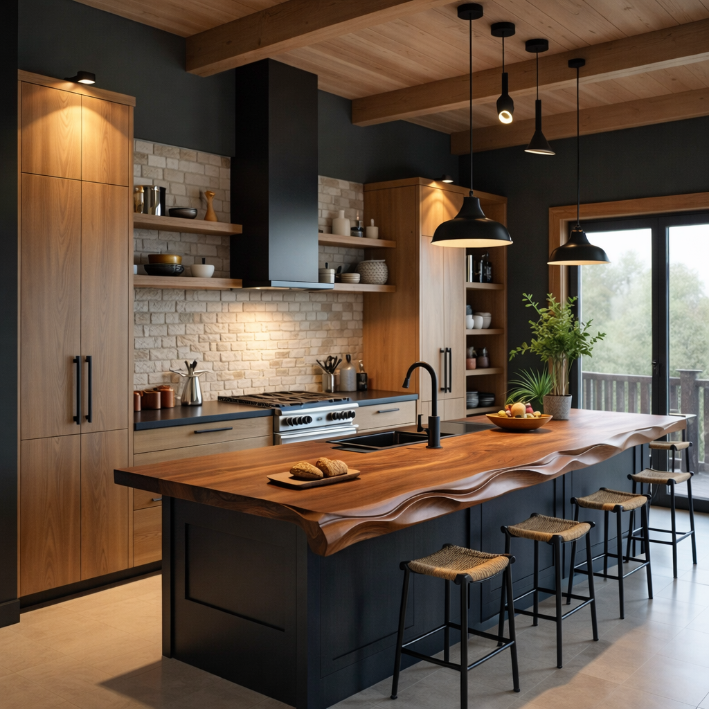 Solid Wood Kitchen Island Table – Modern Natural Furniture for Kitchens