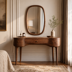 Makeup Vanity Table – Solid Wood Vanity with Oval Mirror
