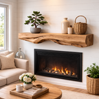 Live Edge Mantel Shelf – Rustic Solid Wood Floating Fireplace Shelf