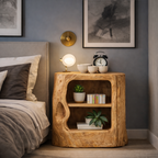 Solid Wood Nightstand – Modern Natural Bedside Table