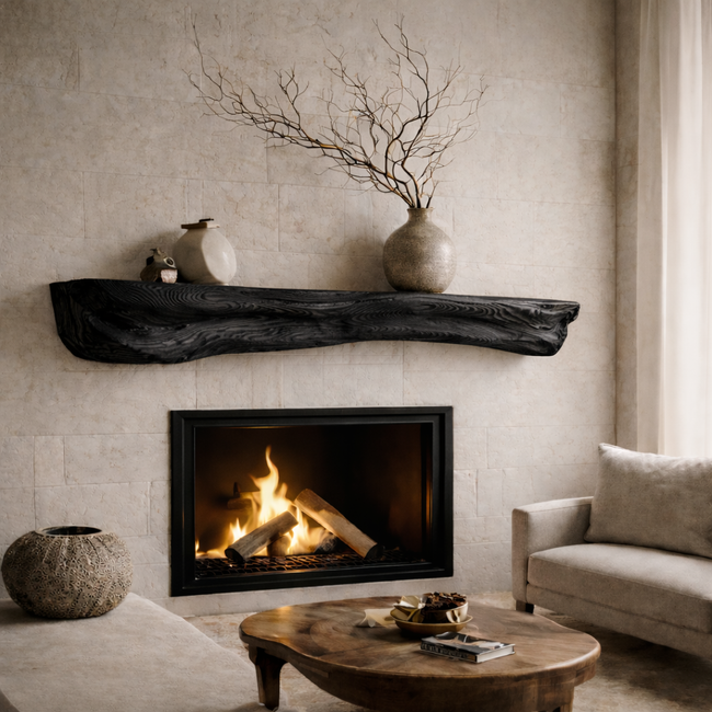Live Edge Mantel Shelf – Rustic Solid Wood Fireplace Shelf Main Image