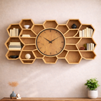 Solid Wood Sculptural Honeycomb Wall Clock – Modern Functional Art
